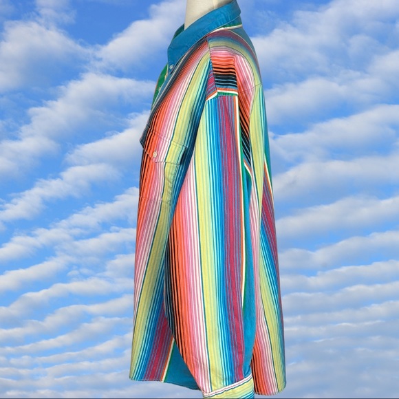 ❌SOLD❌90s Wrangler Rainbow Stripe Southwest Button Down - Picture 6 of 9
